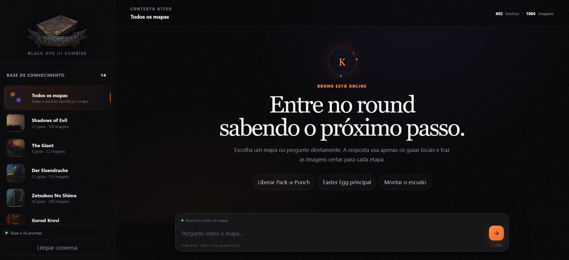 Interface do Kronochat para Call of Duty: Black Ops III Zombies